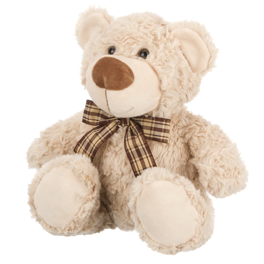 Мишка с коричневой ленточкой в клетку