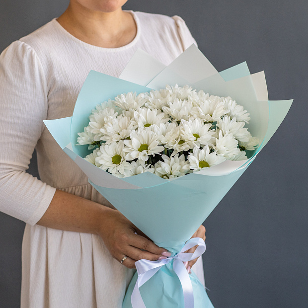 Букет из хризантем "Белый танец"  1